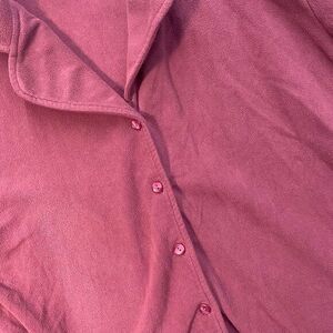Cabela's‎ Women XL Cozy Mauve Button-Up Fleece Cardigan Jacket Collar Loungewear